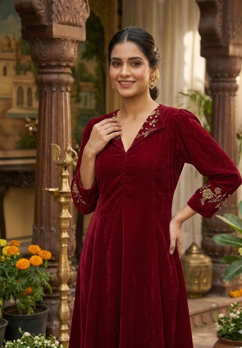 Party Wear Velvet Kurti