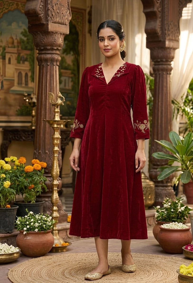 Party Wear Velvet Kurti