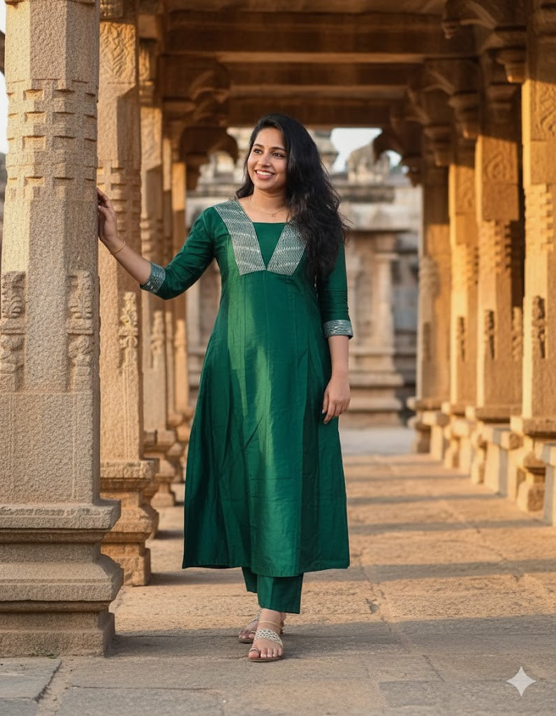 Slub silk Kurti